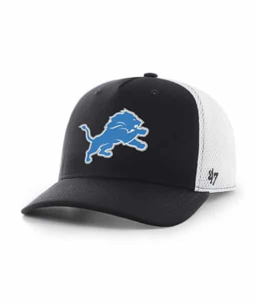 Detroit Lions 47 Brand Black Flagon MVP White Mesh Adjustable Hat