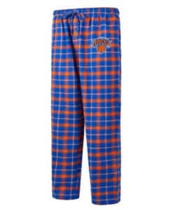 New York Knicks Men's Ledger Blue Orange Flannel Pajama Pants