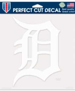 Detroit Tigers White Perfect Cut Decals 8" X 8"