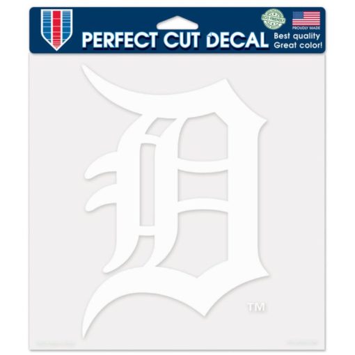 Detroit Tigers White Perfect Cut Decals 8" X 8"