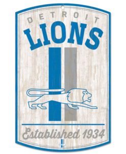 Detroit Lions Classic Logo Retro Wood Sign 11"x17" 1/4" Thick
