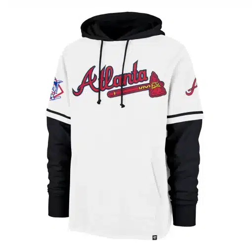 Atlanta Braves Men's 47 Brand Cooperstown White Shortstop Pullover Hoodie