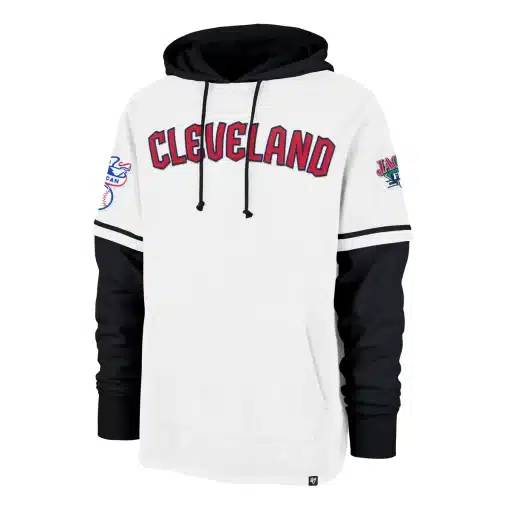 Cleveland Guardians Men's 47 Brand Cooperstown White Shortstop Pullover Hoodie