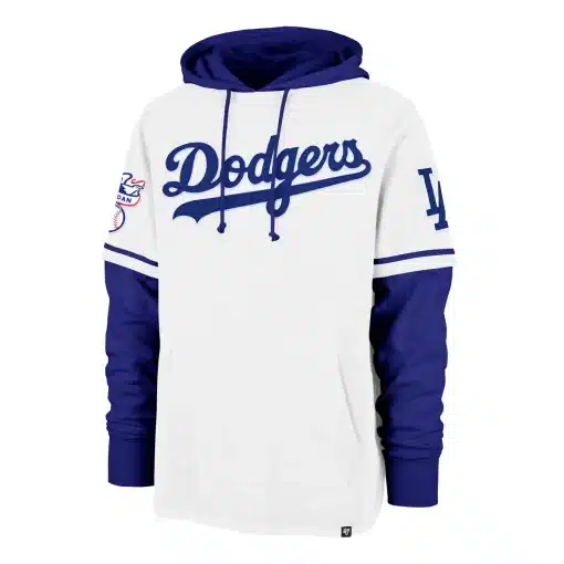 Los Angeles Dodgers Men's 47 Brand Cooperstown White Shortstop Pullover Hoodie