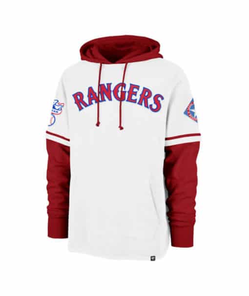 Texas Rangers Men's 47 Brand Cooperstown White Shortstop Pullover Hoodie