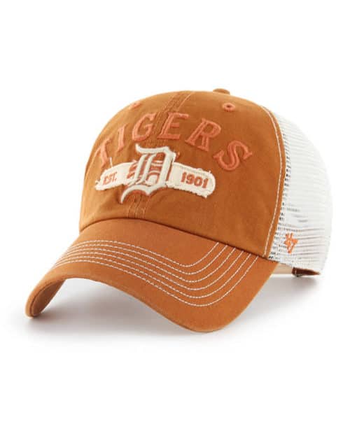 Detroit Tigers 47 Brand Burnt Orange Riverbank White Mesh Snapback Hat