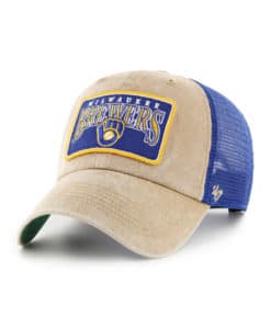 Milwaukee Brewers 47 Brand Cooperstown Khaki Dial Mesh Snapback Hat