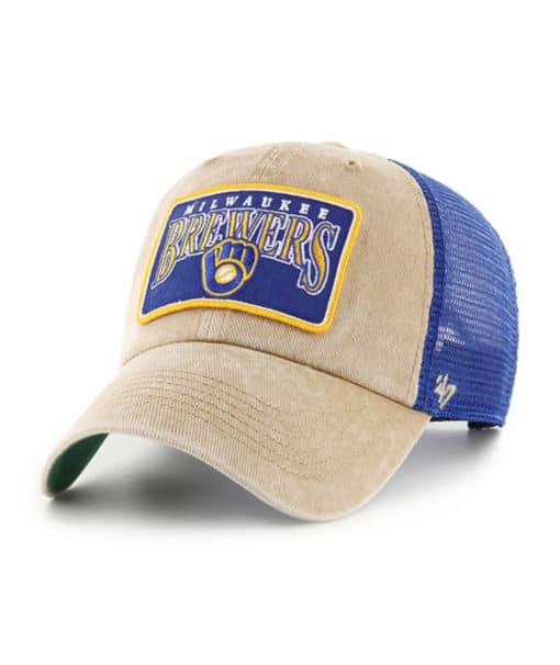 Milwaukee Brewers 47 Brand Cooperstown Khaki Dial Mesh Snapback Hat