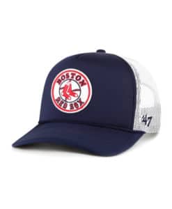Boston Red Sox 47 Brand Cooperstown Navy Patch Trucker White Mesh Snapback Hat
