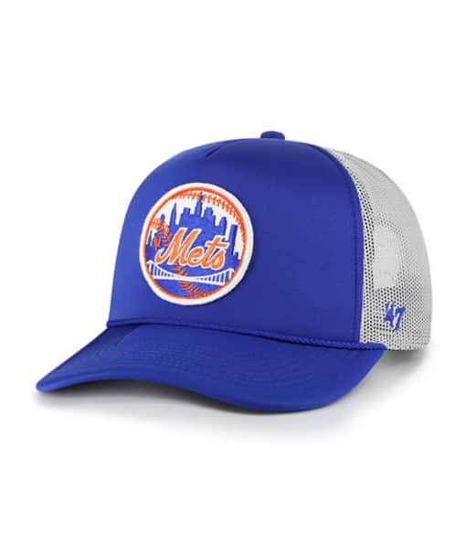 New York Mets 47 Brand Cooperstown Royal Patch Trucker Mesh Snapback Hat