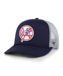 New York Yankees 47 Brand Cooperstown Navy Patch Trucker White Mesh Snapback Hat