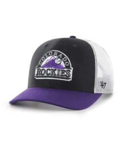 Colorado Rockies 47 Brand Cooperstown Black Side Note Trucker Mesh Snapback Hat
