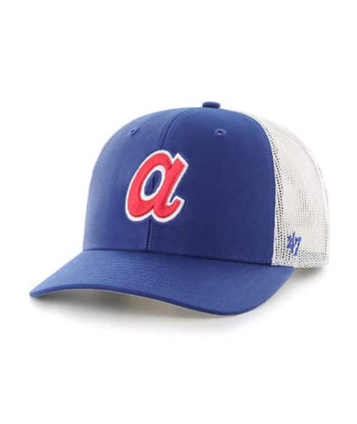 Atlanta Braves 47 Brand Cooperstown Royal Trucker White Mesh Snapback Hat