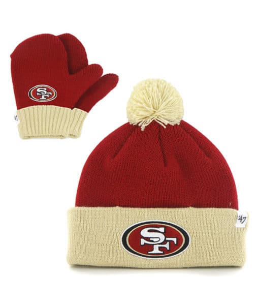 San Francisco 49ers INFANT 47 Brand Red Bam Bam Knit Hat Set