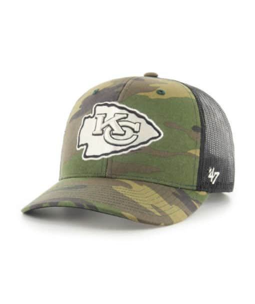 Kansas City Chiefs 47 Brand Camo Trucker Black Mesh Adjustable Hat