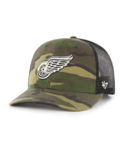 Detroit Red Wings 47 Brand Camo Trucker Black Mesh Snapback Hat