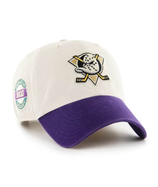 Anaheim Ducks Clean Up White & Purple 47 Brand Sidestep Adjustable Hat