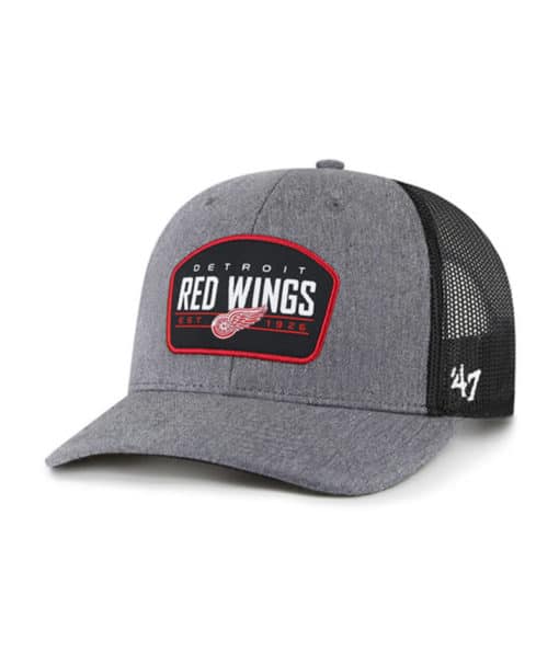 Detroit Red Wings 47 Brand Trucker Charcoal Slate Mesh Snapback Hat