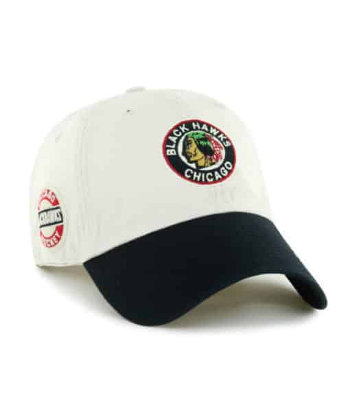 Chicago Blackhawks 47 Brand Vintage Bone Sidestep Clean Up Adjustable Hat