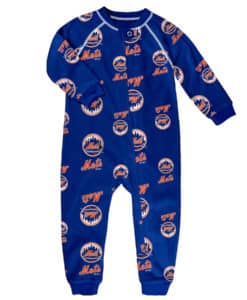 New York Mets Toddler Blue Raglan Zip Up Sleeper Coverall