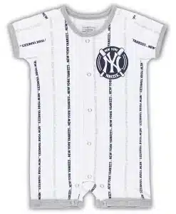 New York Yankees BABY White Button Up Romper Coverall
