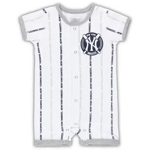 New York Yankees BABY White Button Up Romper Coverall