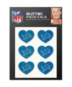 Detroit Lions Heart Glitter Face Cals Temporary Tattoos 6 Pack