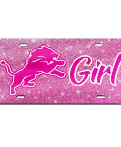 Detroit Lions Glitter Background Specialty Acrylic License Plate