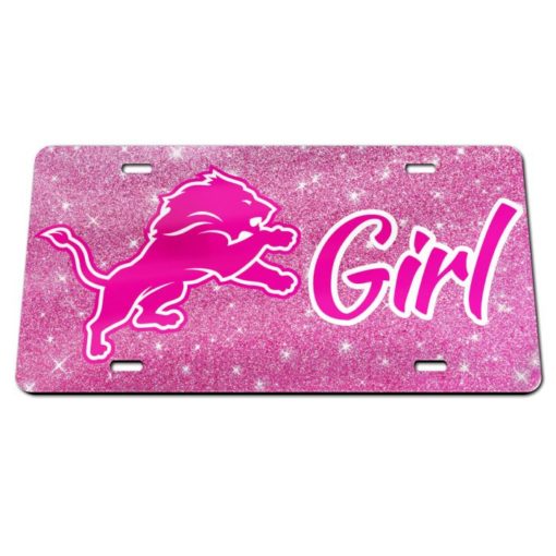 Detroit Lions Glitter Background Specialty Acrylic License Plate