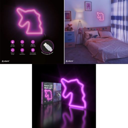 Atomi Neon Led Purple Unicorn Wall Light