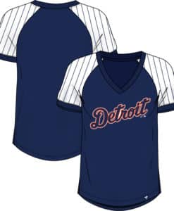 Detroit Tigers Women's Fanatics Navy Pinstripe V-Neck T-Shirt Tee