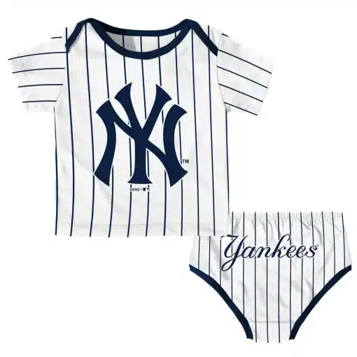 New York Yankees BABY White Pinstripe 2 Piece Set