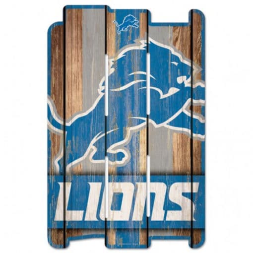 Detroit Lions Logo Wood Fence Style Sign 11"x17"