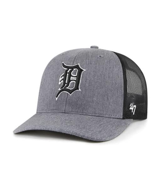 Detroit Tigers 47 Brand Charcoal Black Trucker Mesh Snapback Hat