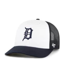 Detroit Tigers 47 Brand White Navy Freshman Trucker Mesh Snapback Hat