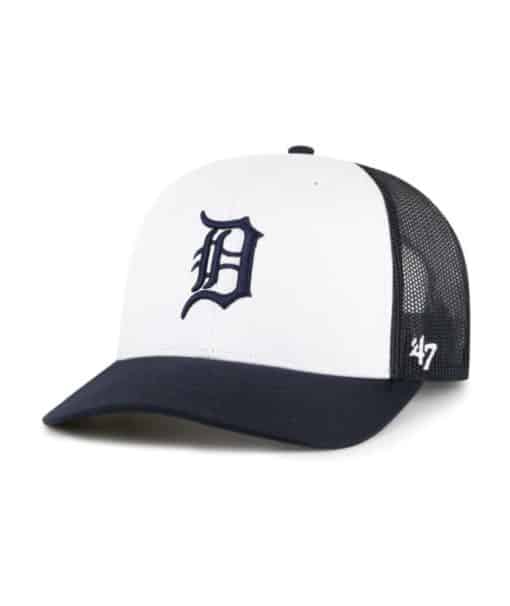 Detroit Tigers 47 Brand White Navy Freshman Trucker Mesh Snapback Hat