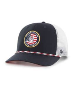 Detroit Tigers 47 Brand Navy White Union Patch Trucker Mesh Snapback Hat