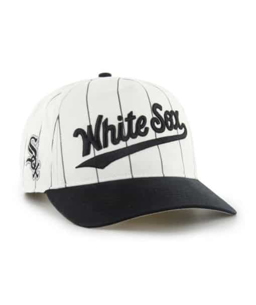 Chicago White Sox 47 White Black Double Header Pinstripe Snapback Hat