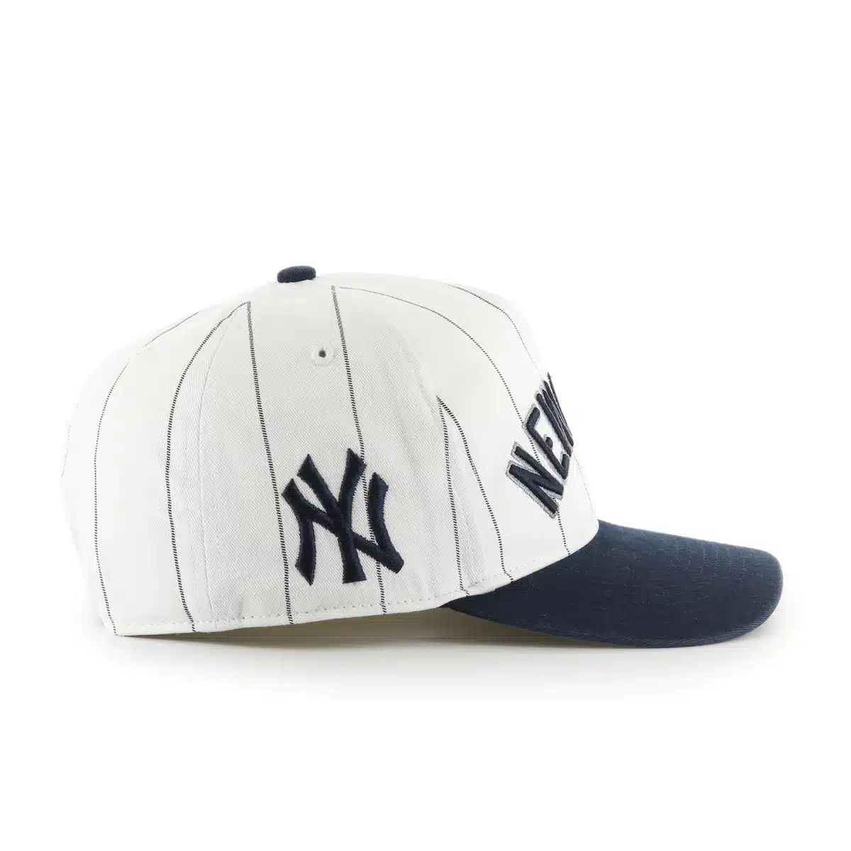 New York Yankees 47 Brand White Double Header Pinstripe Snapback Hat - Image 2