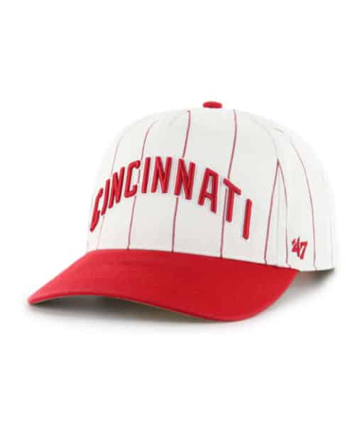 Cincinnati Reds 47 Brand Cooperstown White Red Pinstripe Snapback Hat