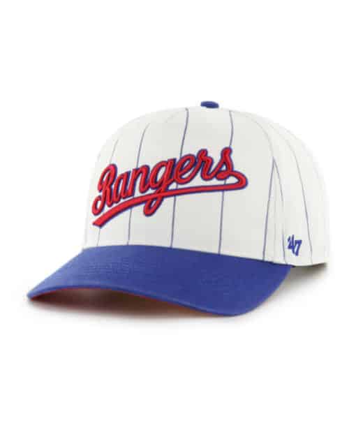 Texas Rangers 47 Brand Cooperstown White Double Header Pinstripe Snapback Hat