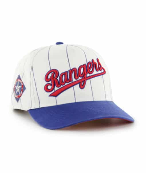 Texas Rangers 47 Cooperstown White Double Header Pinstripe Snapback Hat