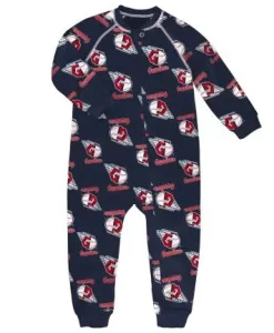 Cleveland Guardians TODDLER Navy Raglan Zip Up Sleeper Coverall