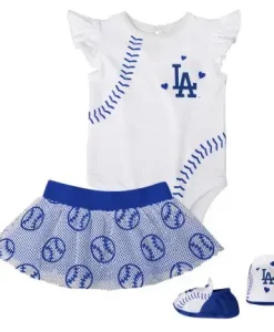 Los Angeles Dodgers Baby White Sweet Spot 3 Piece Creeper Set