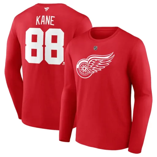 Detroit Red Wings Men's Fanatics Patrick Kane #88 Red Long Sleeve T-shirt Tee