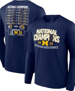 Michigan Wolverines Men's Fanatics 2023 National Champions Schedule Navy Long Sleeve T-Shirt Tee