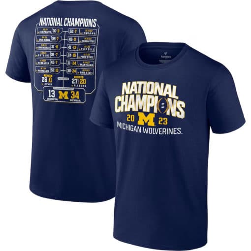 Michigan Wolverines Men's Fanatics 2023 National Champions Schedule Navy T-Shirt Tee