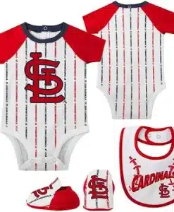 St. Louis Cardinals Baby White Play Ball 3 Piece Creeper Set