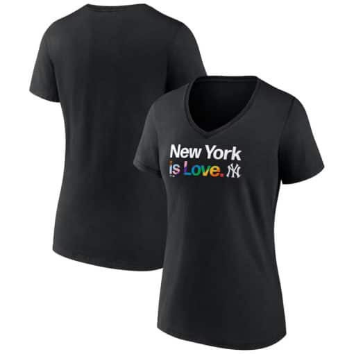 New York Yankees Women's Fanatics Pride Black V-Neck T-Shirt Tee