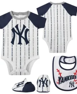 New York Yankees Baby White Play Ball 3 Piece Creeper Set